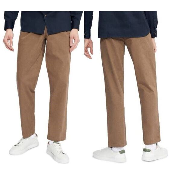 NWT Ted Baker Talkin Pleated Herringbone Straight Trouser Dark Brown Men's 34R - Picture 1 of 10